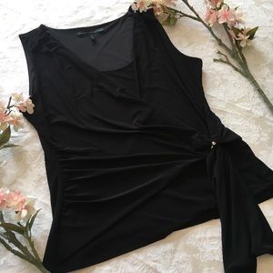 White House Black Market Sleeveless Black Wrap Top